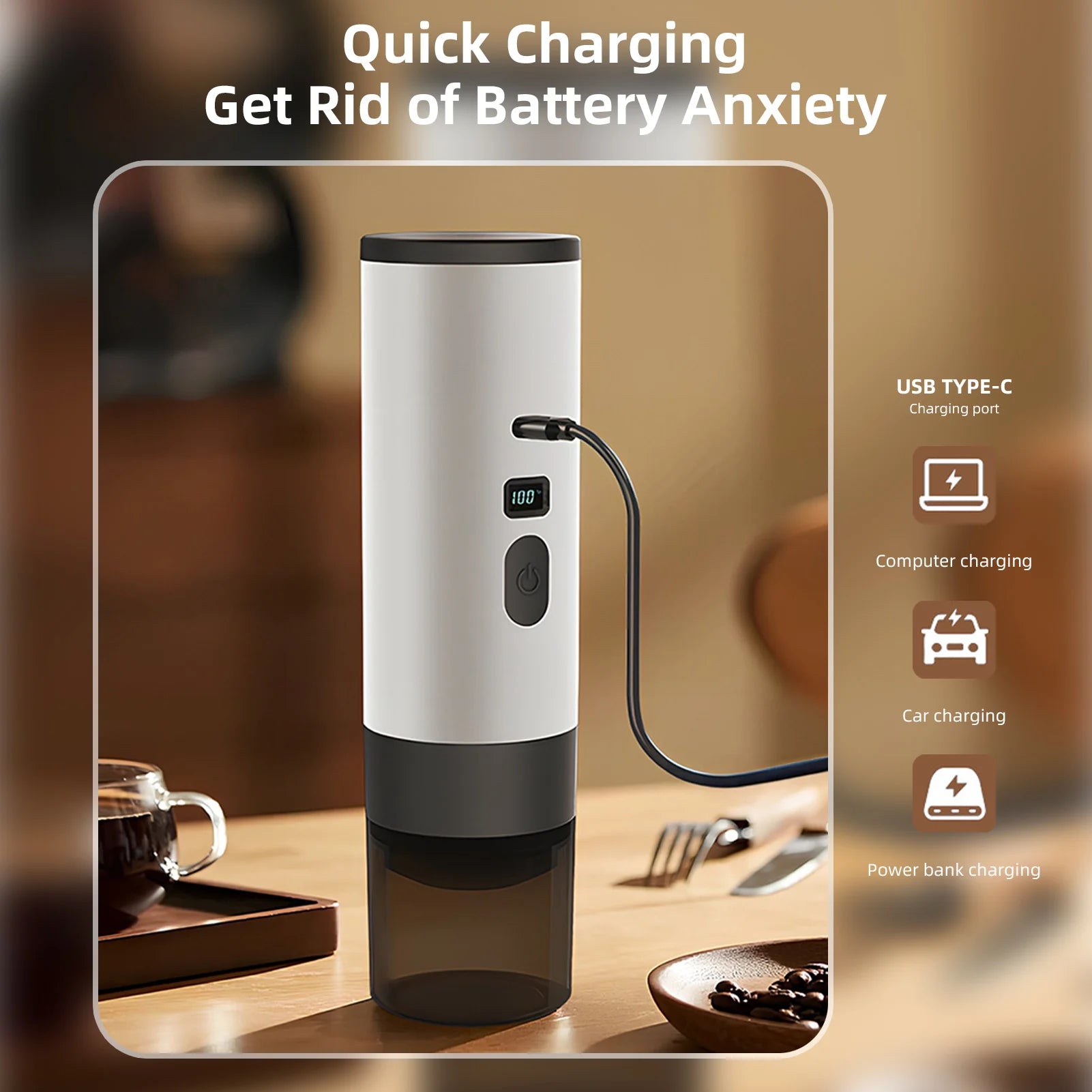 Nieuwe 3-in-1 draagbare koffiezetter, Journey Brew™ digitaal display 