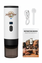 Journey Brew Portable Coffee Maker - White with Cable and Manual